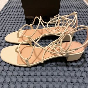 J CREW Leather Skinny Lace-Up Florence Sandal. 10 1/2 Fresh Cream NEW IN BOX